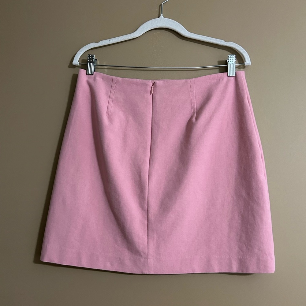LOFT Light Pink Mini A-Line Skirt with Front Zips - Picture 3 of 5